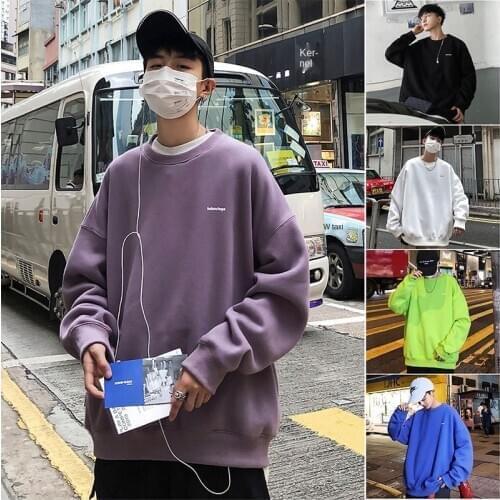 Mens Loose Cotton Colorful Sweatshirts Long Sleeve Men Hip Hop Print Pullovers Top Male 2020 Autumn Fashion Hoodies New