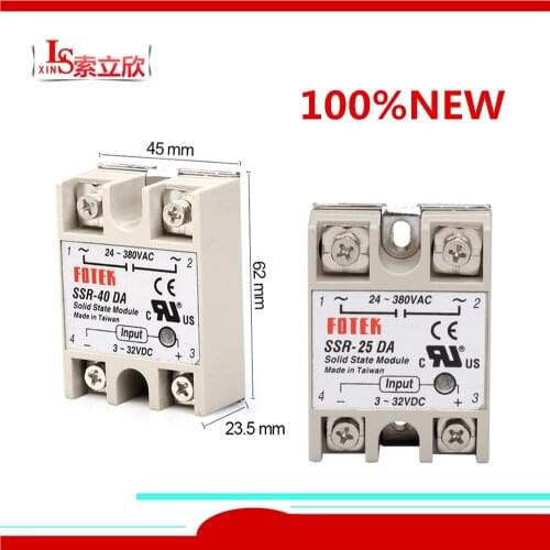 100%NEW Solid State Relay SSR-25DA SSR-40DA SSR-50DA SSR-90DA For temperature controller Module 3-32V Input DC 24-380V AC