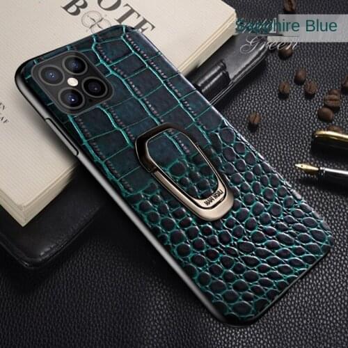 Original Crocodile Real Leather Magnet Car Ring Holder Phone Case For IPhone 12 Pro Max Magnetic Luxury Cover For 12 Pro Case