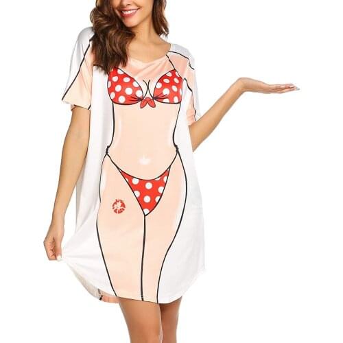 Beach Dress For Women Summer Funny Bikini Swimsuit Printed Mini Dress For Casual Sundress Vacation Holoday Robes