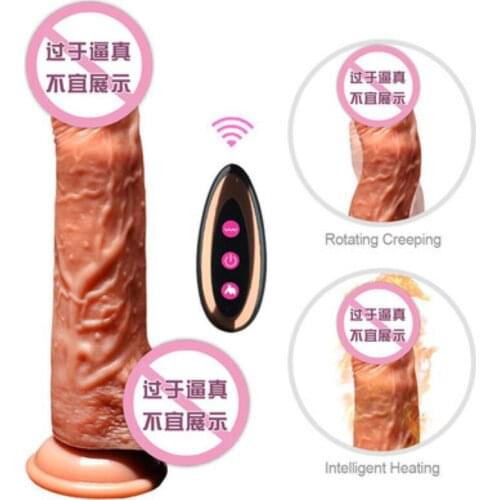 Realistic Penis Female Masturbator Wireless Remote Control Heating Telescopic Rotating Bead Silicone Dildo Vibrator Woman SexToy
