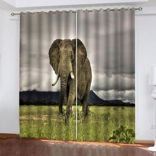 Luxury Blackout 3D Window Curtains For Living elephant curtains 3d stereoscopic curtains