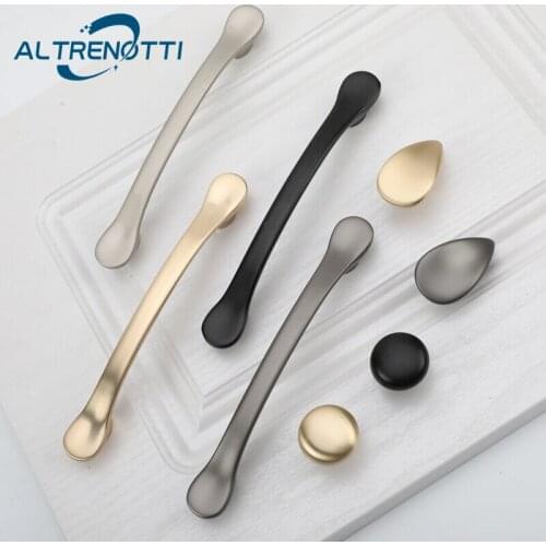 Wardrobe Furniture Handle Zinc Alloy Gold Black Nickle Simple Modern Cabinet Kitchen Door Pull Drawer Cupboard Knob Hardware