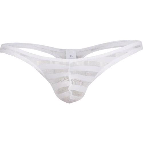 Sexy Transparent Mens Briefs Comfortable Thin Breathable Swimwear Elastic Underpants Striped White Blue Black Gray Underwear