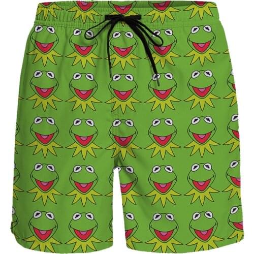 Casual Shorts Men Funny Cartoon Frog Print Kermit The Frogs Short Pants Breathable Quick Dry Running Sports Shorts