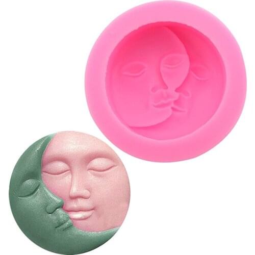 Silicone Non-Stick Mold Soap Mold DIY Sun Moon Face Craft Art Silicone Soap Mold