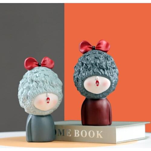 Modern Toot Mouth Girsl Resin Statue Ornaments Home Livingroom Desktop Figurines Decoration Store Sculpture Accessories Crafts