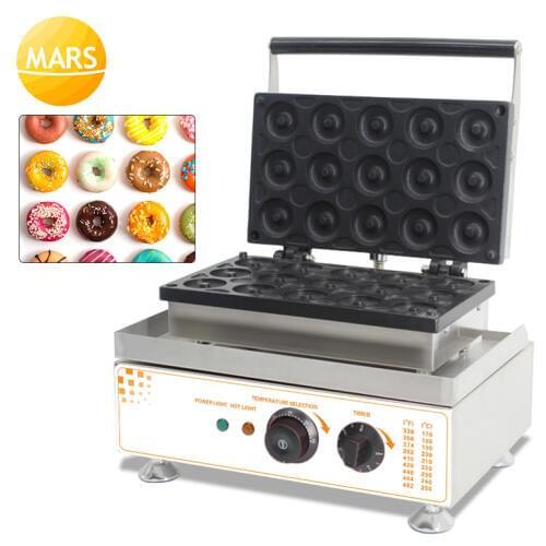 Mars Free Shipping Commercial 110V 220V 15pcs Automatic Doughnut Cake Waffle Shape Electric Yeast Donut Machine Mold Oven