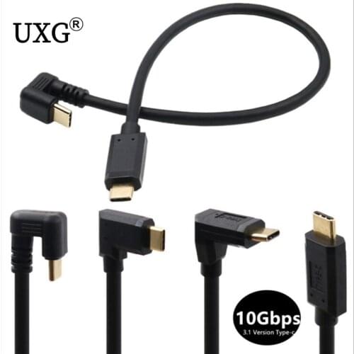 0.3M Gold-Plated USB-C Male To Female Male 10Gbps 4K 60Hz USB 3.1 Type-C Charging Data Cable U-shaped Elbow Car Cable 1FT 30CM