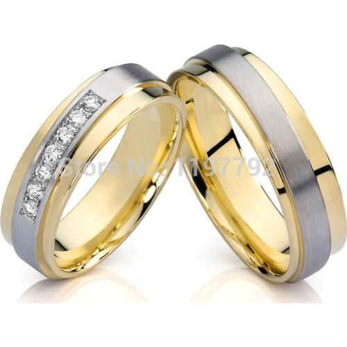 Top quality custom design made gold color Mens and Womens Wedding Band engagement rings Sets for couples