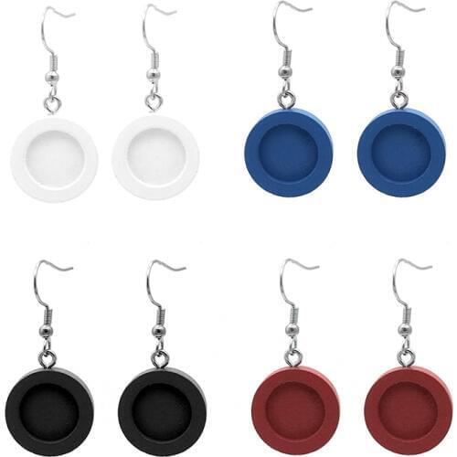 10pcs/lot Stainless steel ear hook Blank Base Setting fit 12mm Wood Cabochon Settings for Diy Jewelry Making Earrings Findings