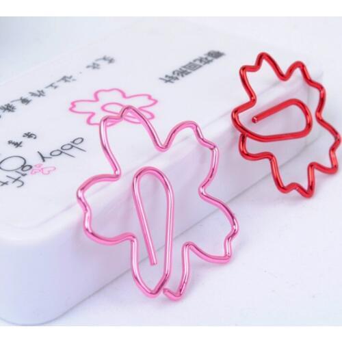 Flowers Paper clip bookmark supplies student stationery storage befriend metal red pink paper clips