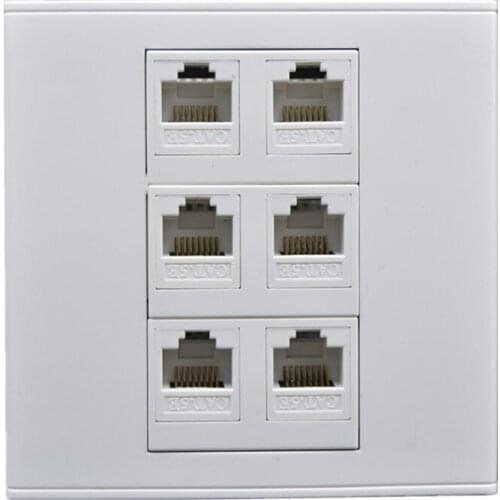 1pc Four Ports RJ-45 Cat5e Network Lan Panel Socket Keystone Faceplate 6Ports