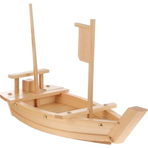 1Pcs Sushi Boat Plate Wooden Sushi Serving Tray Restaurant Home Boat Plate