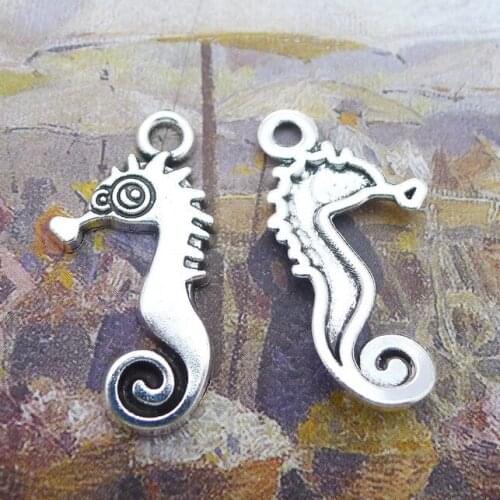 Newest 10Pieces 15*30mm Mixed Alloy Antique Silver Color Sea Horse Charms Earring Pendant Accessory For DIY Jewelry Making