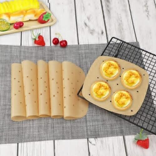 100 piece air fryer perforated liner/square parchment liner for air fryers, steaming baskets, etc