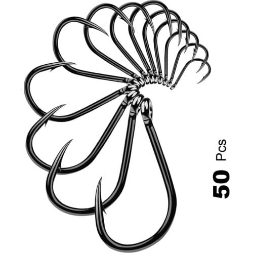 50pcs/lot Carbon Steel Fishing Hook 25Pcs/Lot #4-#12 Fishhooks Pesca Durable Barbed Hook For Carp Fishing Tackle