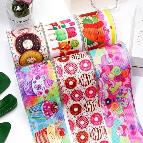 50yards Food Printed Grosgrain Ribbon For Crafts DIY Hair Bows Birthday Decoration27253