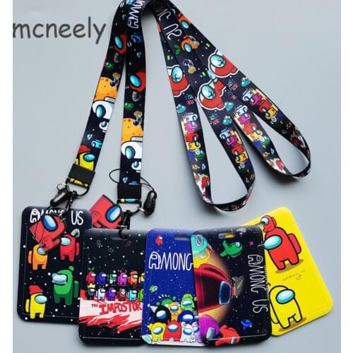 Cute Cartoon Lanyard Card Holder Student Campus Meal Card Set Keychain Badge Bus Subway Card Protective Cover