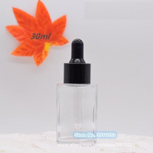 30ML High Quality Clear Glass Bottle Pipette Dropper Essential Oil Bottles Cosmetics Essence Emulsion Packing Bottle, 24pcs/Lot
