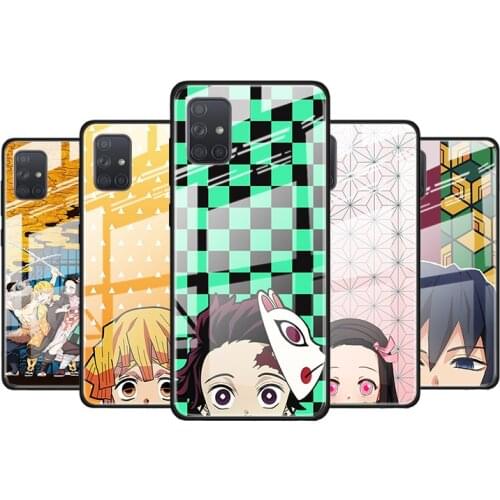 Demon Slayer Anime for Samsung Galaxy S21 Ultra A71 A51 4G 5G A91 A81 A41 A31 A21 A11 A01 Tempered Glass Phone Case