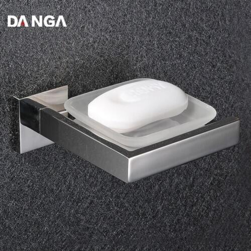 Soap Holder Single Layer Soap Storage Rack with Glass Box Wall Mounted Soap Dish 304 Stainless Steel Bathroom Shelf Toilet Tools