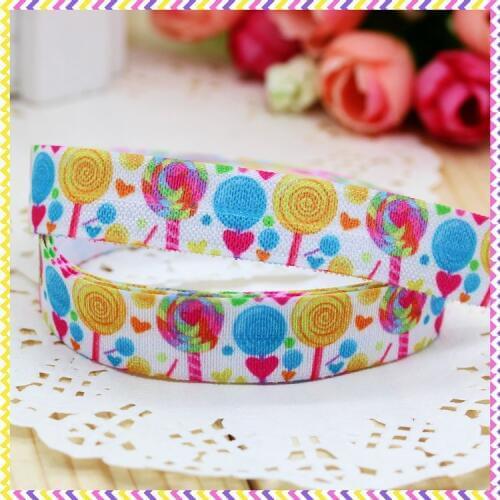 DHK 5/8'' 5yards Fold Over Elastic FOE sugar printed headband headwear hair band diy decoration OEM Wholesale E295