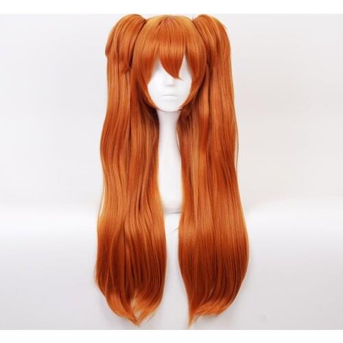Eva Asuka Langley Soryu Wigs Asuka Langley Tiffany Grant Wig Orange Long Synthetic Hair Cosplay Wigs + Wig Cap