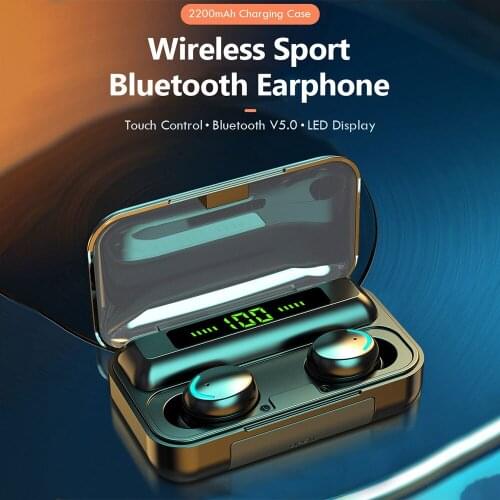 F9-5c TWS Bluetooth Headset 5.0 Wireless LED Digital Headset Waterproof Touch Button Stereo Headset Dual Call Power Display