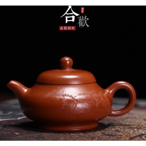 Purple sand tea set request of clay pot pot of folk master zhu mud painting carved painting of painting arts and crafts