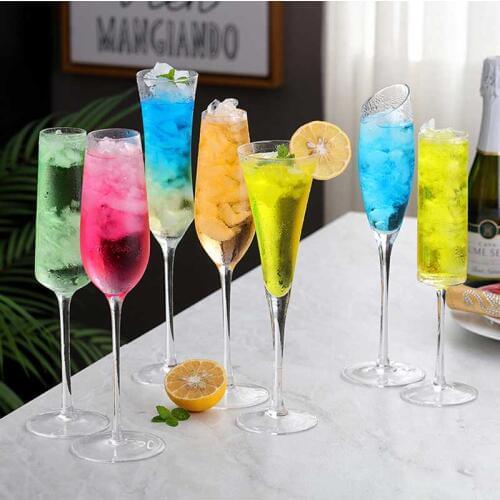 2Pcs Crystal Champagne Flutes Glasses Juice Drink Cocktail Goblet Glass Wedding Party Bar Home Drinkware Wine Cup Creative Gifts