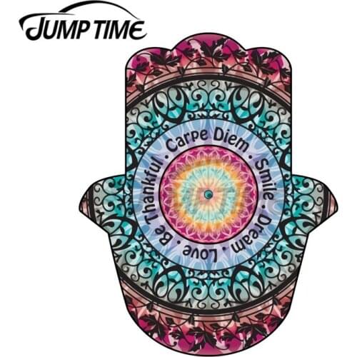 JumpTime 13 x6.8cm Hamsa Carpe Diem Car Stickers Windshield Refrigerator Decal Windows Vinyl Material Fine Creative SUV Graphics