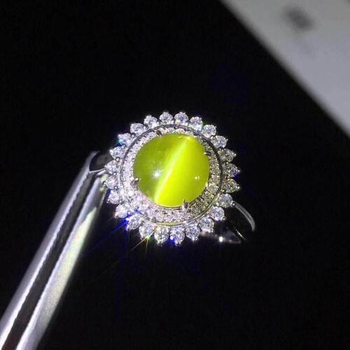Chrysoberyl Ring Pure 18 K Gold Jewelry 100% Natural Chrysoberyl Cats Eye Gemstones Female Wedding Rings for women Fine Ring