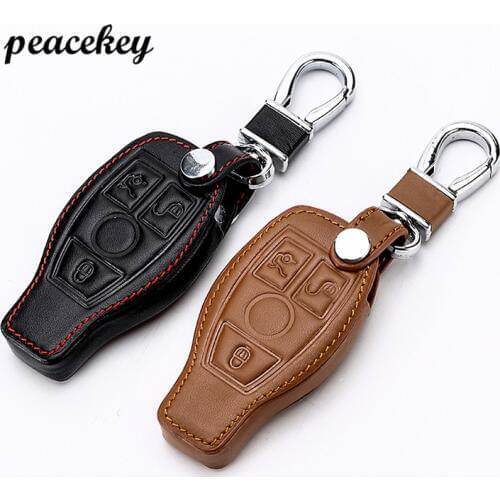 Leather Car Key Case Cover for Mercedes For Benz W203 W210 W211 amg W204 C E S CLS CLK CLA SLK Classe Smart Car Keychain