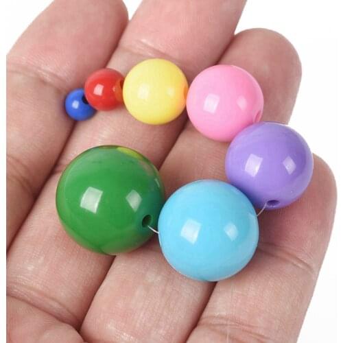 Round Opaque Acrylic Plastic Loose Beads Lot 6mm 8/10/12/14/16/18mm 20mm for Jewelry Making DIY Crafts Findings