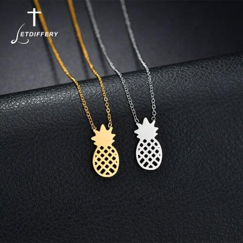 Letdiffery 2018 New Stainless Steel Pineapple Pendant Necklace For Women Gold Color Hollow Fruit Necklace Party Gift Bijoux