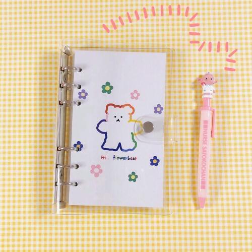 Cute Marshmallow Bear Loose Page Handbook Cartoon A6 Grid Notebook Student Agenda Planner Diary Stationery Korea School Supplies