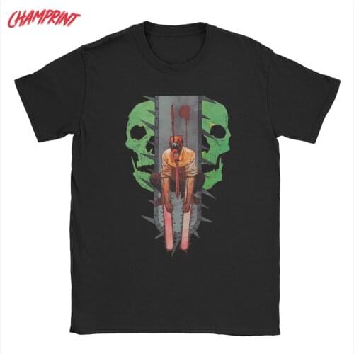 Men T-Shirts Denji Chainsaw Man Leisure 100% Cotton Tees Short Sleeve Anime Manga T Shirts Crewneck Clothing Printed