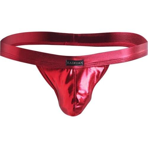 Imitation Leather Mens Underwear Sexy Mens Thongs and G Strings Gay Jockstrap Penis Pants