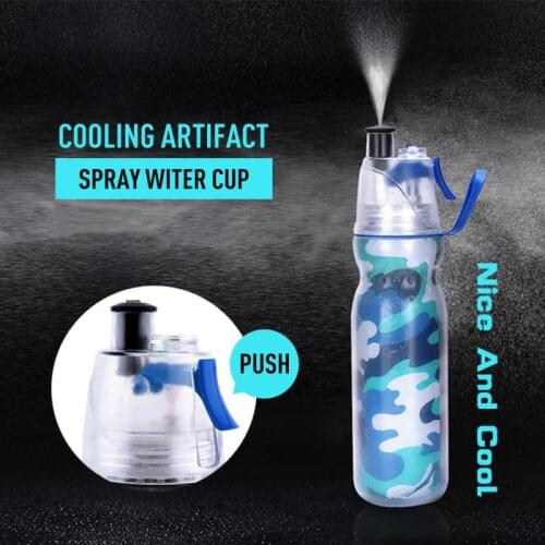 Outdoor Sports Water Bottle Creative Mist Spray With Leak Proof Portable Drinking Cup Plastic Bottle For Gym Straw Bicycle