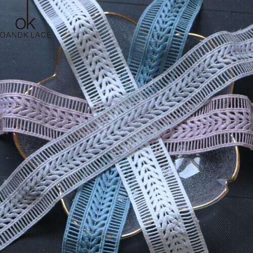 New 1yard multi color cotton embroidered lace cloth craft strip DIY sewing collar plaster Decal wedding dress decoration