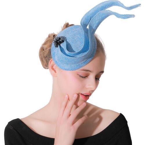 Charming Light Blue Fascinators Hats Elegant Ladies Imitation Sinamay Hair Accessories Hairclips Fashion Red Kentucky Headpieces