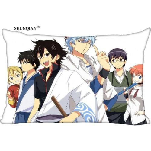 Custom Gintama Pillowcase Home Living room cushion pillowcase Rectangular Silk Pillowcase Two Sides Printing
