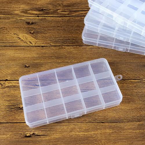 15 Compartment Fixed Plastic Storage Box Jewelry Toolbox Beads Pill Storage Box