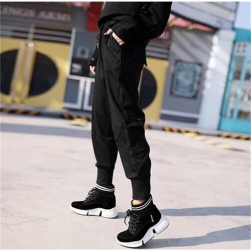 Elastic waist belt spring and autumn casual trousers bound feet personality stitching small feet Harun trousers