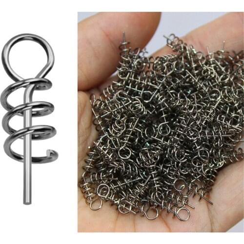 50/100Pcs Fishing Spring Lock Pin Crank Hook Fishing Connector Stainless Steel Swivels&Snap Soft Bait Accessories Pesca Tackle