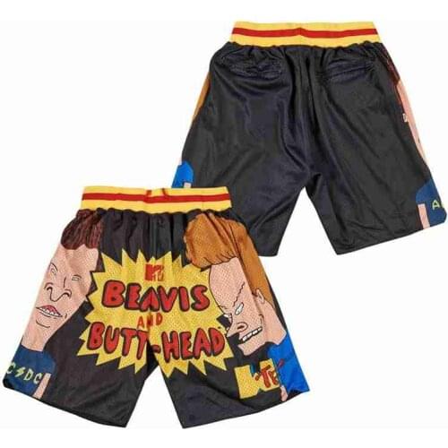 BG Basketball shorts BEAVIS AND BUTT-HEAD Embroidery sewing Zip pocket outdoor sport big size various styles black sandbeach