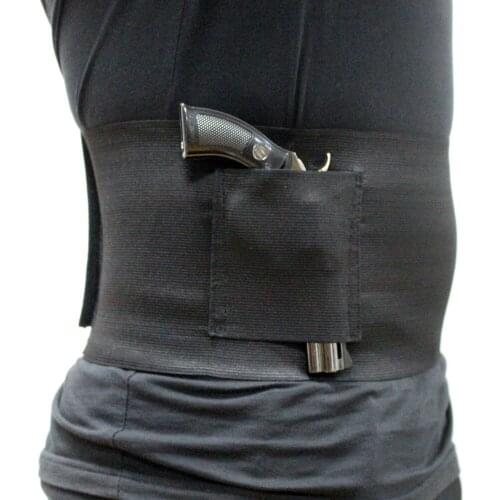 Concealed Carry Belly Wrap Holster Belly Gun Holster Abdominal Band Pistol Holster with 2 Magazine Pouches