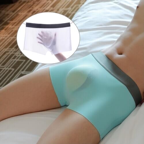 Modal Cotton Boxers 2019 Breathable Seamless Slip Homme Underwear Ice Silk New Sexy Transparent Shorts