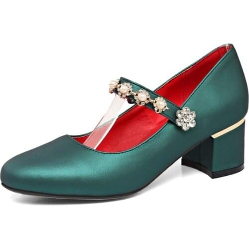 Big Size Ladies high heels women shoes woman pumps Rough heeled high heeled single shoes